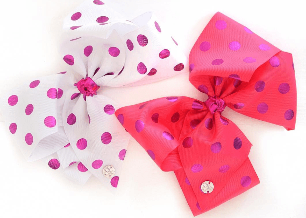 LuvHer Shop polka dot hair bows set, pink and white girls’ accessories with purple dots