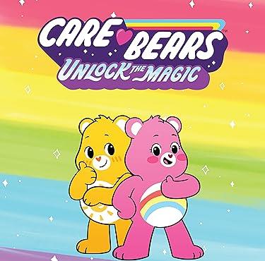 Care Bears Unlock the Magic product image with Cheer Bear and Funshine Bear on a rainbow background