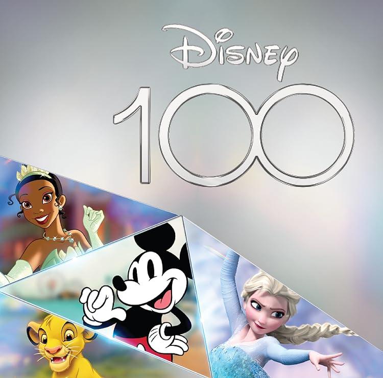 Disney 100 logo with Mickey Mouse, Elsa, Simba, Tiana; LuvHer Shop official accessories