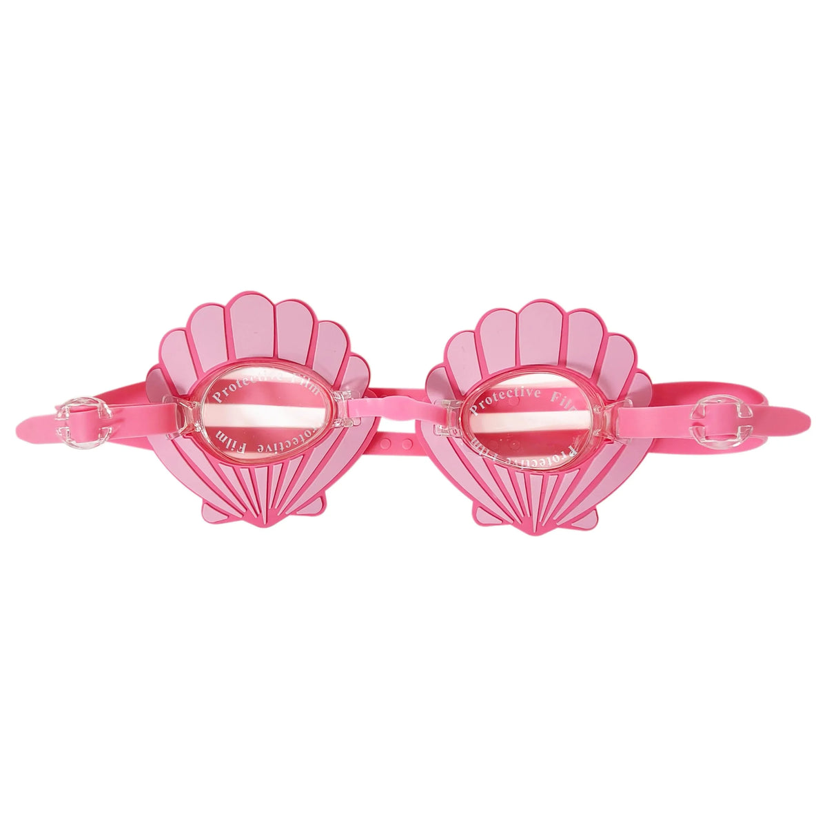 Pink Seashell Swim Goggles by LuvHer, girls' shell-shaped swimming accessory