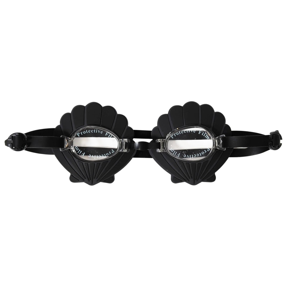 Black Seashell Swim Goggles, kids' accessory with shell-shaped frames from LuvHer Shop