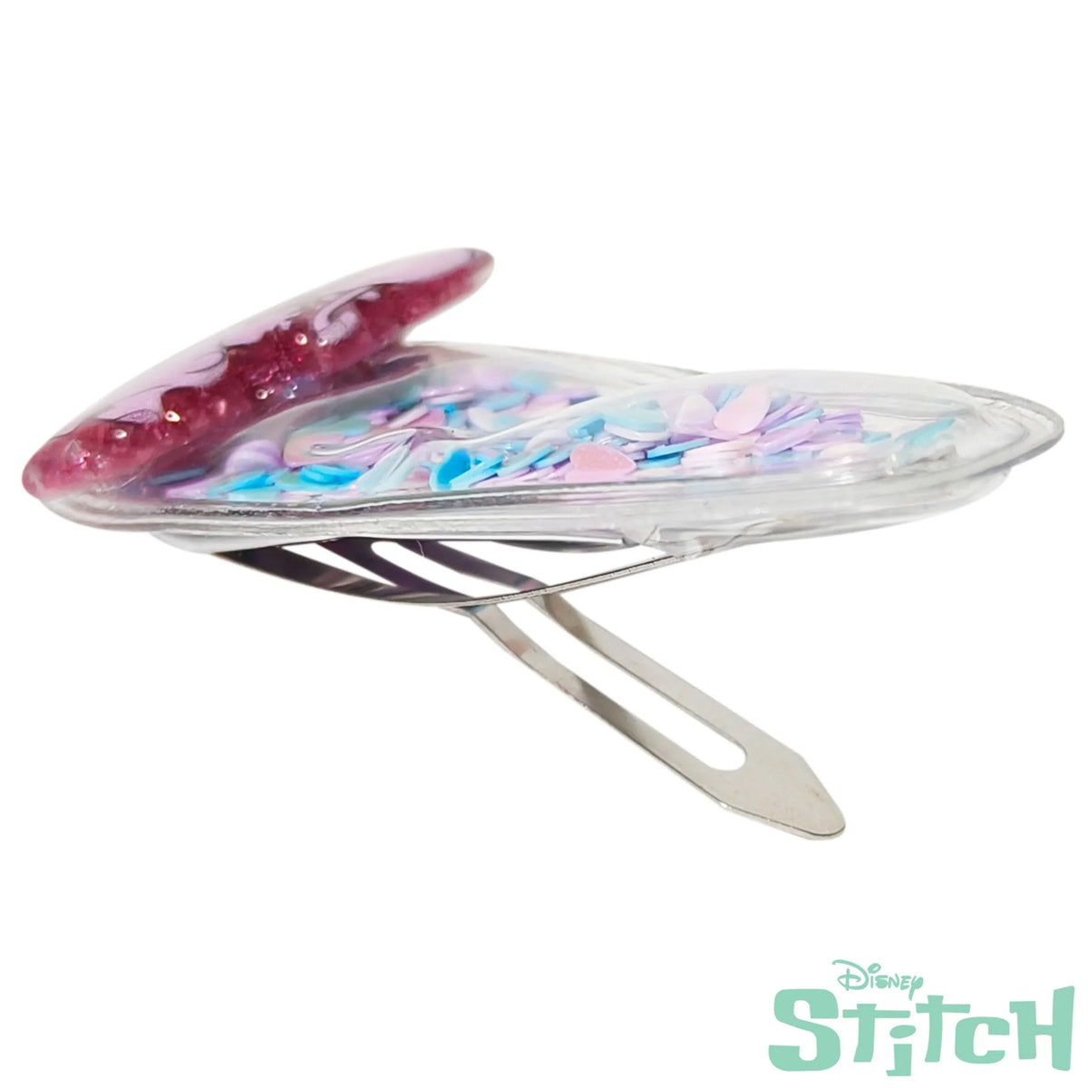 Disney Stitch pastel heart confetti hair clip accessory, LuvHer Shop girls' hair bow