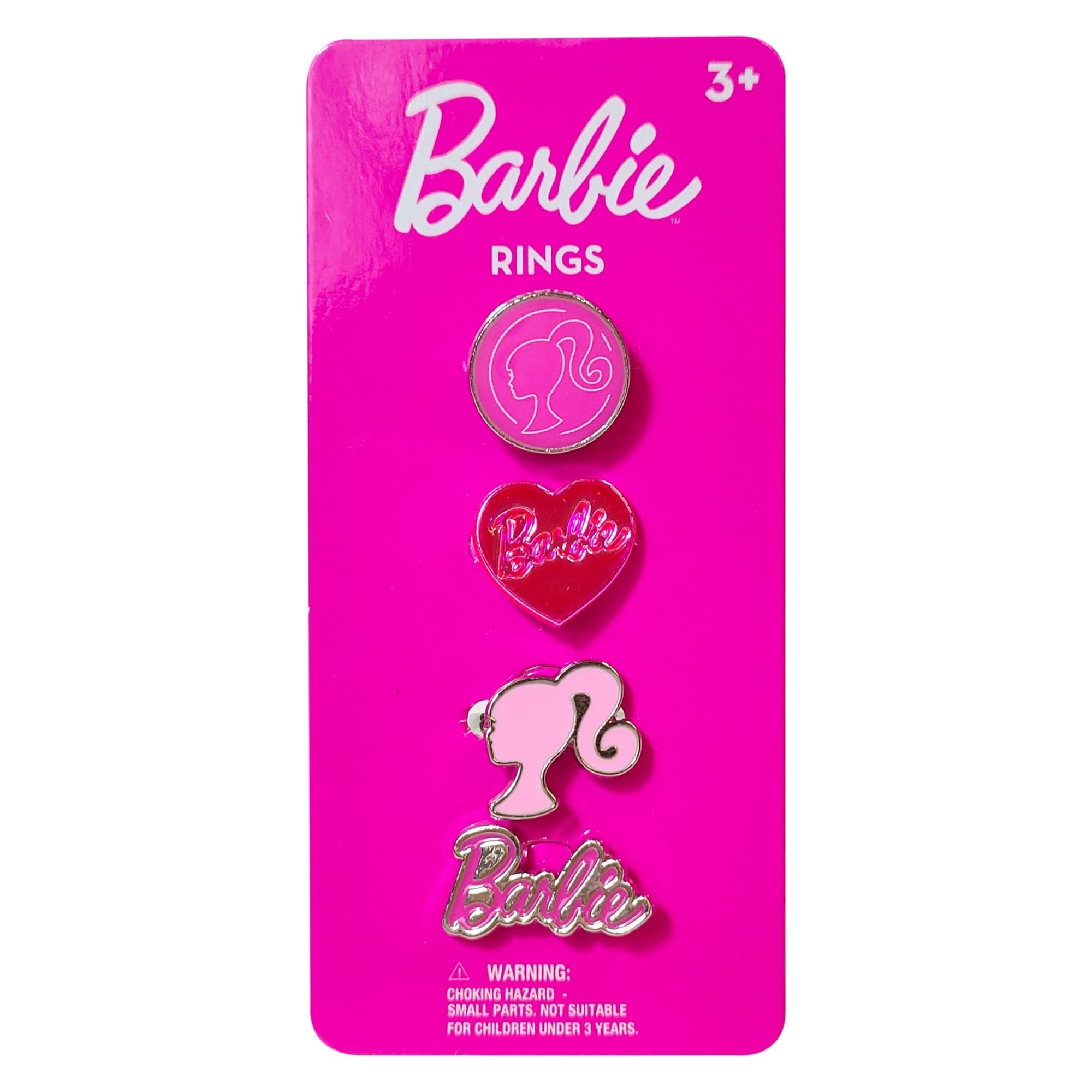 Barbie Jewelry: 4-Piece Adjustable Rings for Girls (Barbie Rings with metal charm) Dress Up For Girls Perfect Barbie Gifts For 6-Year-Old Girl Jewelry Kid Rings for girls Barbie Accessories Ages 4+ - LuvHer Shop