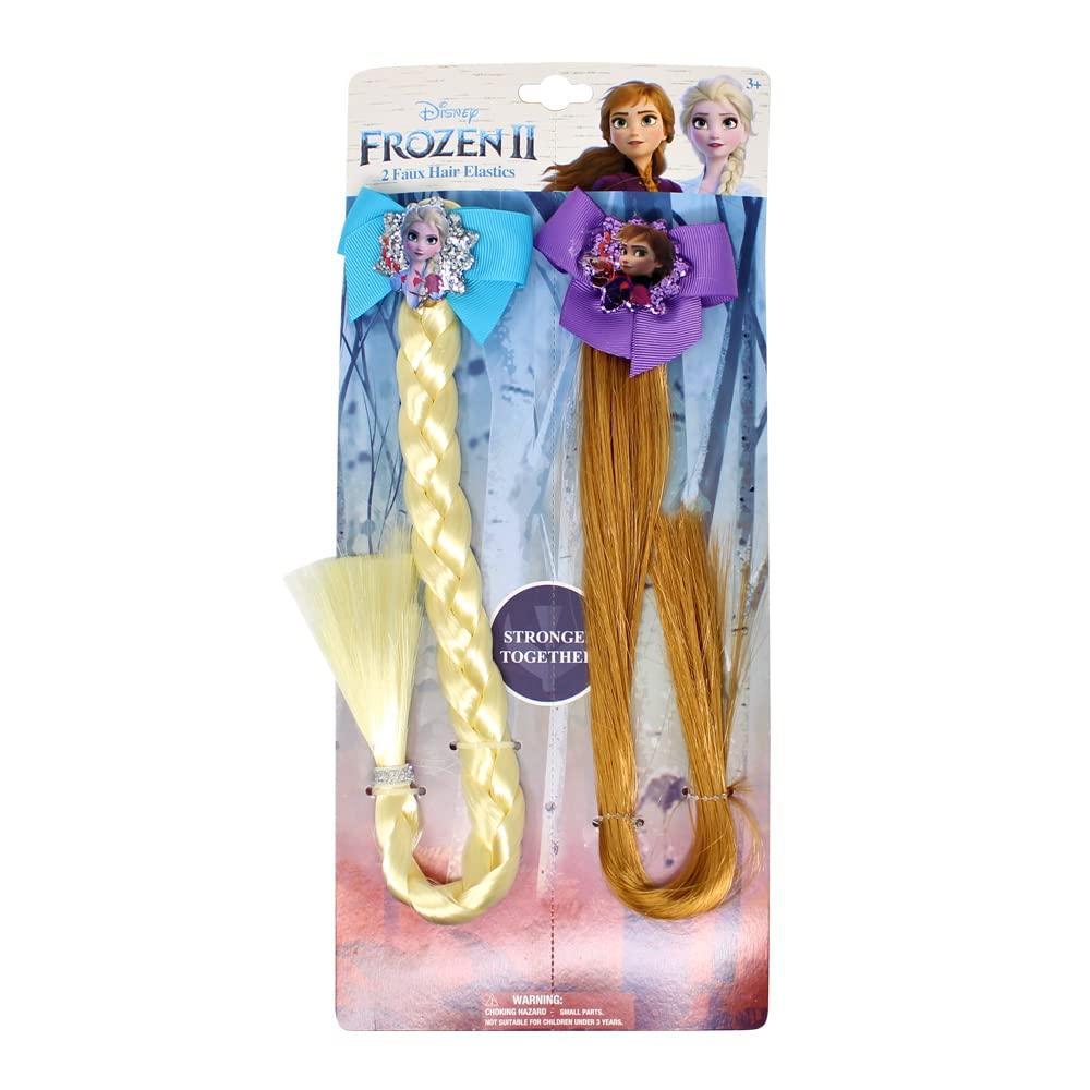 Disney Frozen II 2 Faux Hair Elastics featuring Elsa and Anna, girls' hair accessory from LuvHer Shop