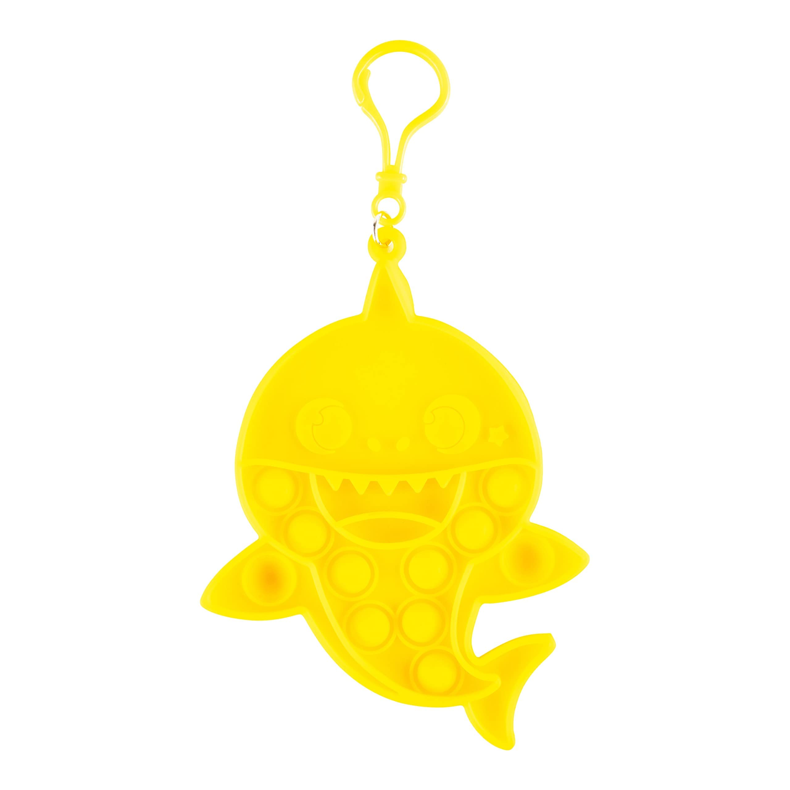 Baby Shark Popper - Kids Keychain - Pop It - Yellow Shark Pop Its - Keychain - Small Fidget Toy - Stress Relief - Play Accessories - Ages 3 + - LuvHer Shop