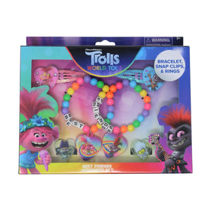 LUV HER Trolls BFF Box Set (2pcs Rings, 2pcs Bead Bracelet, 2pcs snap Clips) - Ages 3+ - LuvHer Shop