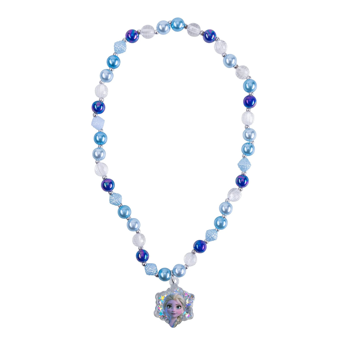 Frozen Elsa necklace with blue, white, and purple beads, featuring Elsa pendant, LuvHer Shop
