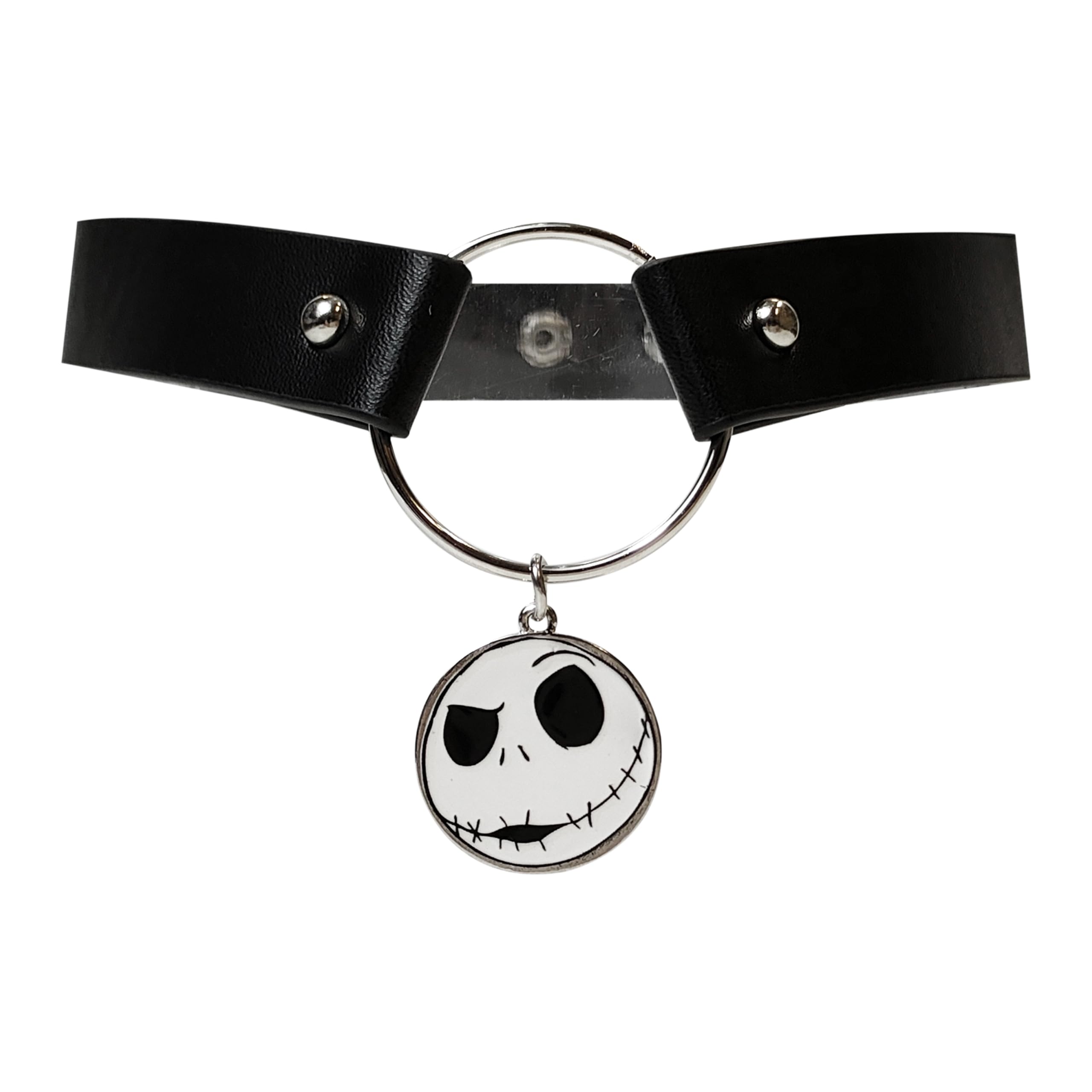 Jack Skellington Choker Necklace for Women from Disney series The Nightmare Before Christmas - Gothic Jewelry Chokers for Girls: Adjustable Leather-like Black Choker Necklace with Steel Charm Ages 4+ - LuvHer Shop