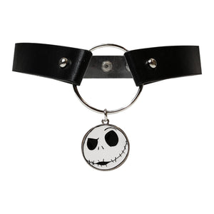 Jack Skellington Choker Necklace for Women from Disney series The Nightmare Before Christmas - Gothic Jewelry Chokers for Girls: Adjustable Leather-like Black Choker Necklace with Steel Charm Ages 4+ - LuvHer Shop