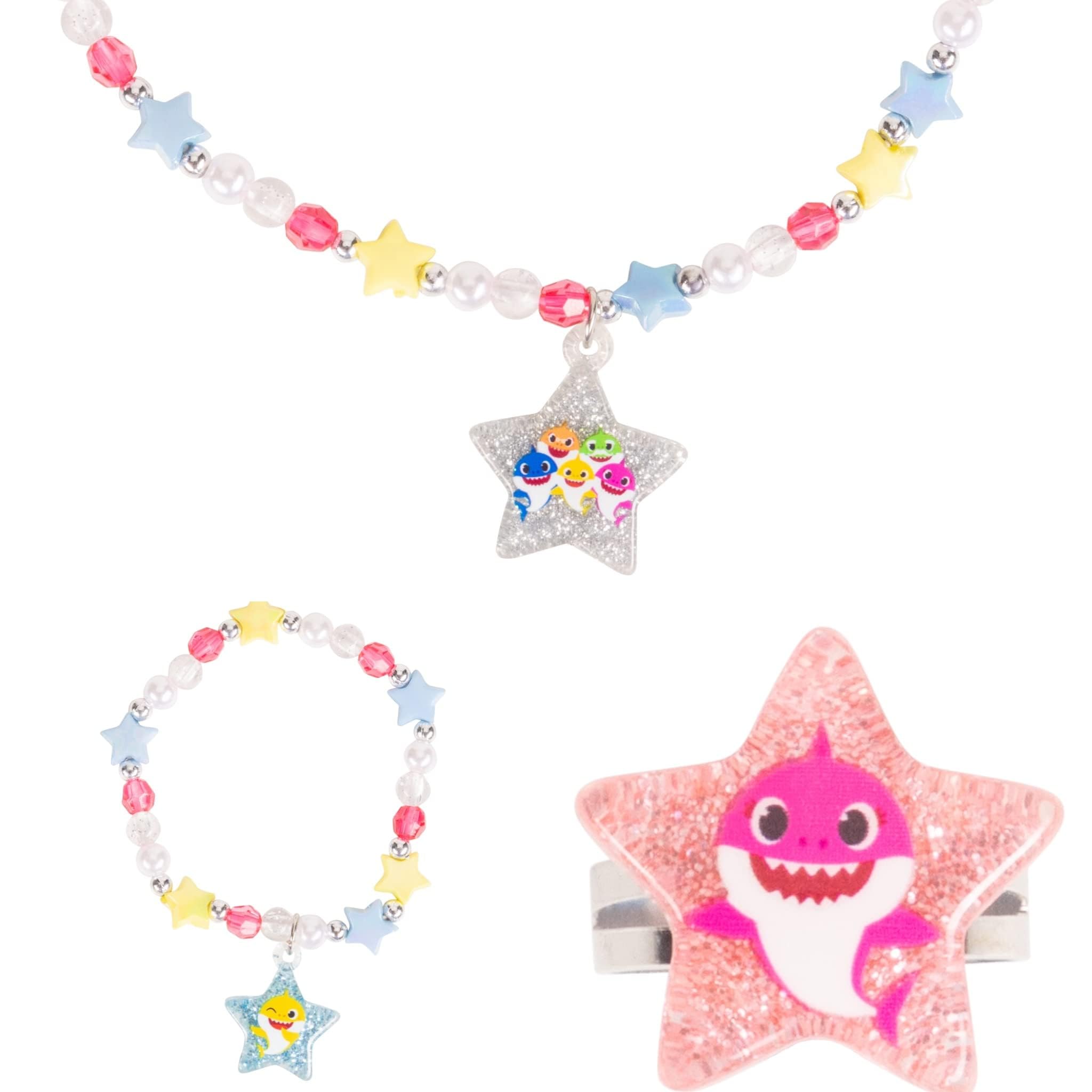 LUV HER Girls Jewelry Set - Dress Up 3 Piece Toy Jewelry Box Set with Bead Necklace, Bracelet, and Ring - Baby Shark Play Accessories - Ages 3+ - LuvHer Shop