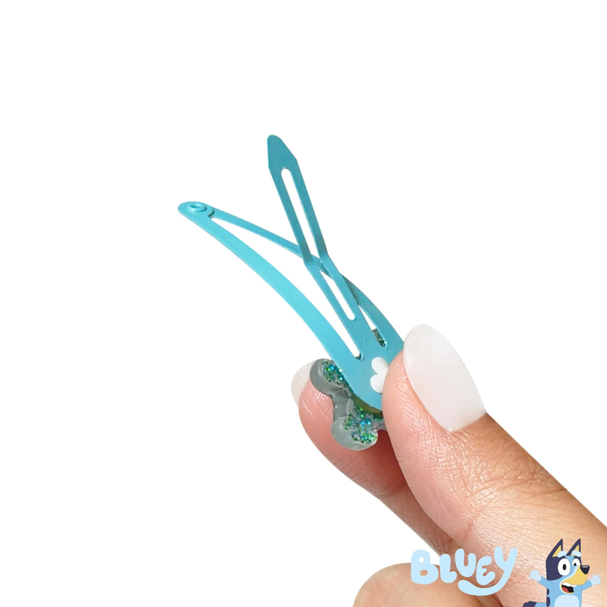 Bluey hair snap clip for girls, official licensed accessory held by hand, from LuvHer Shop