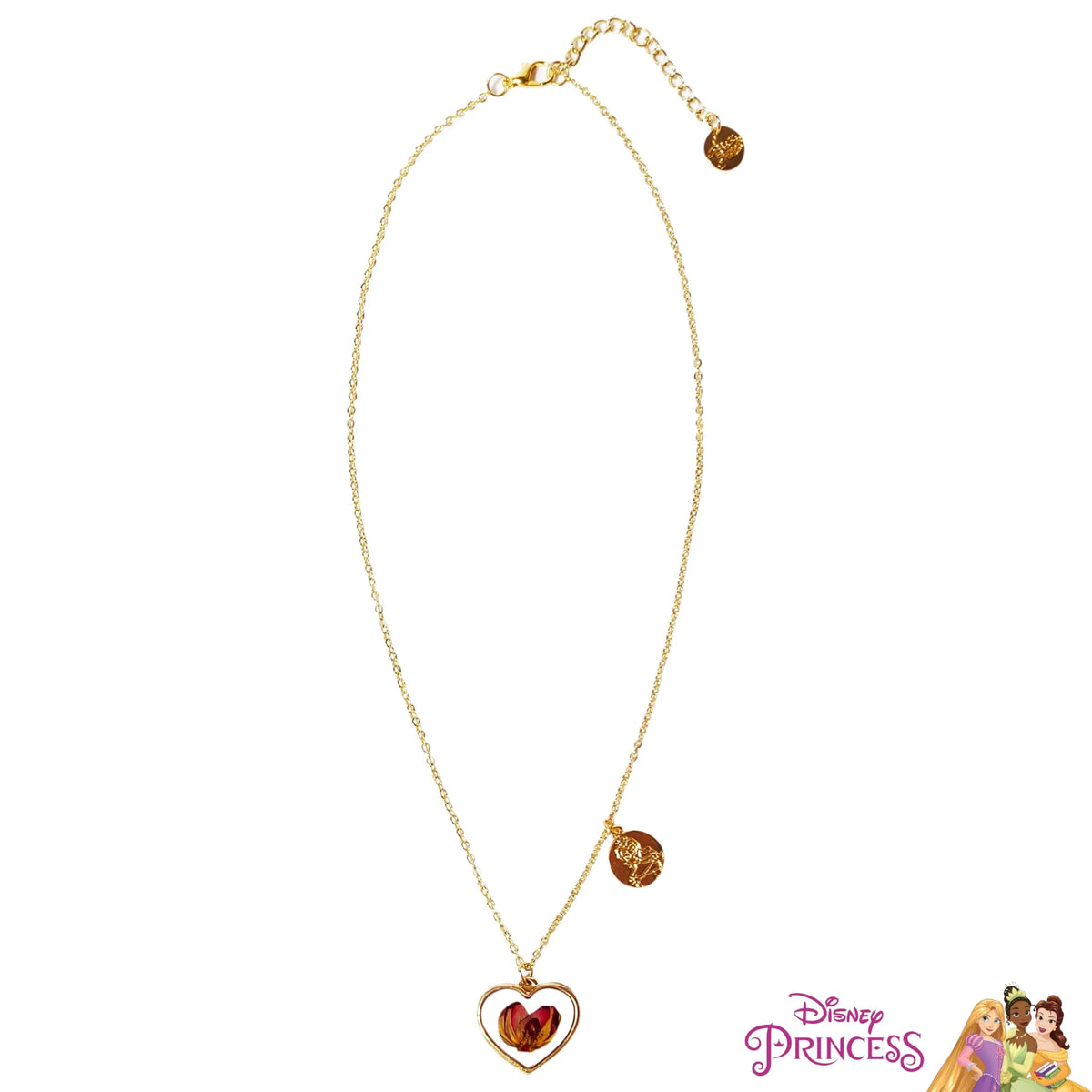 Disney Princess Heart Necklace gold chain jewelry, LuvHer Shop officially licensed girls' accessory