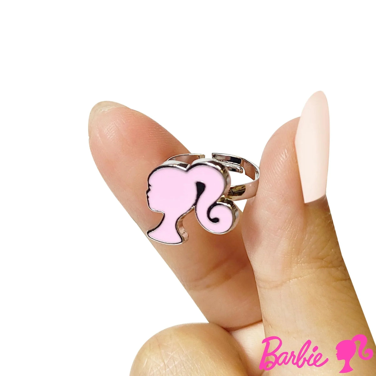 Barbie silhouette adjustable ring for girls, held on two fingers, official licensed jewelry