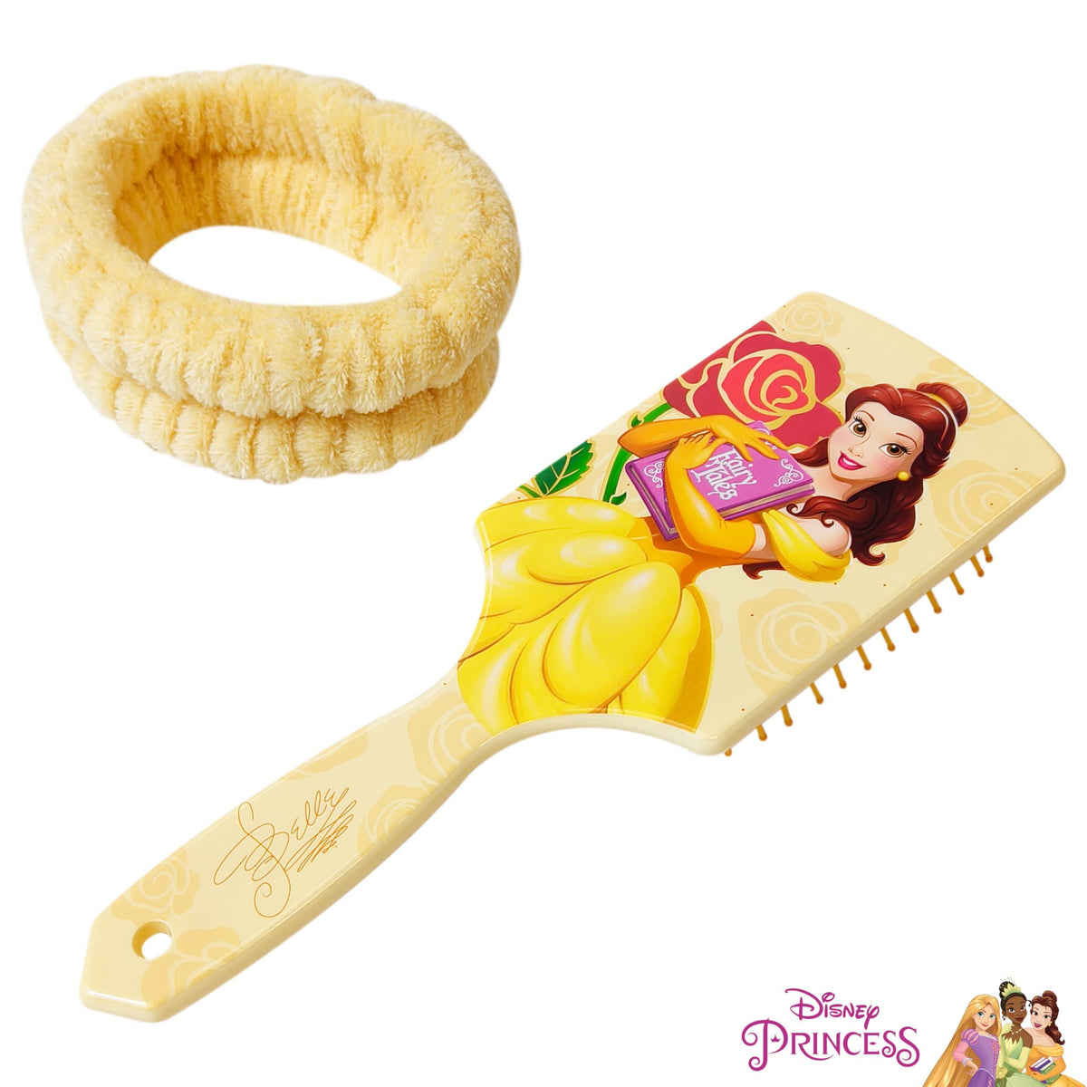 Disney Princess Belle hair brush and yellow scrunchies set, girls' accessories from LuvHer Shop