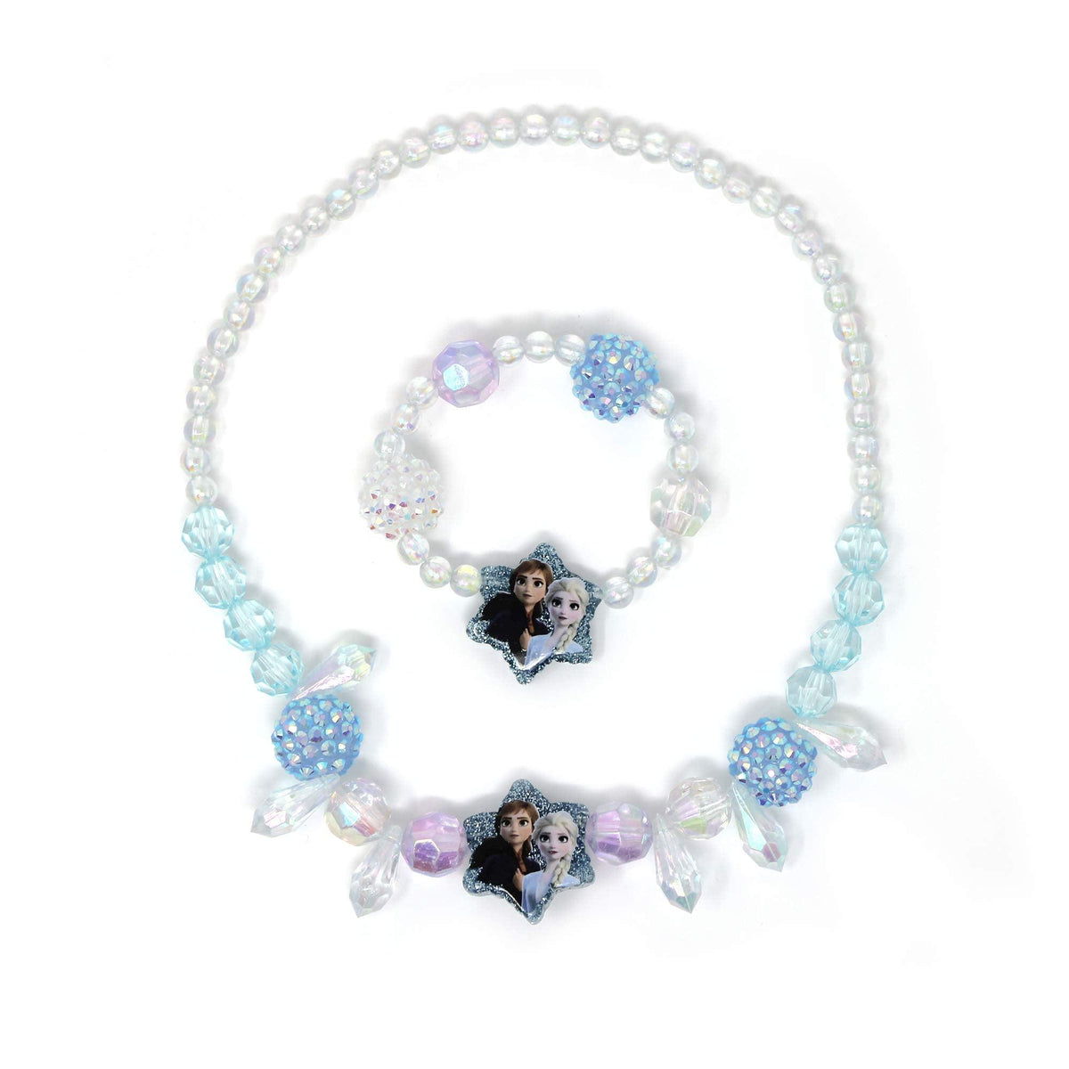 Disney Frozen Anna and Elsa beaded necklace and bracelet set for girls, LuvHer Shop