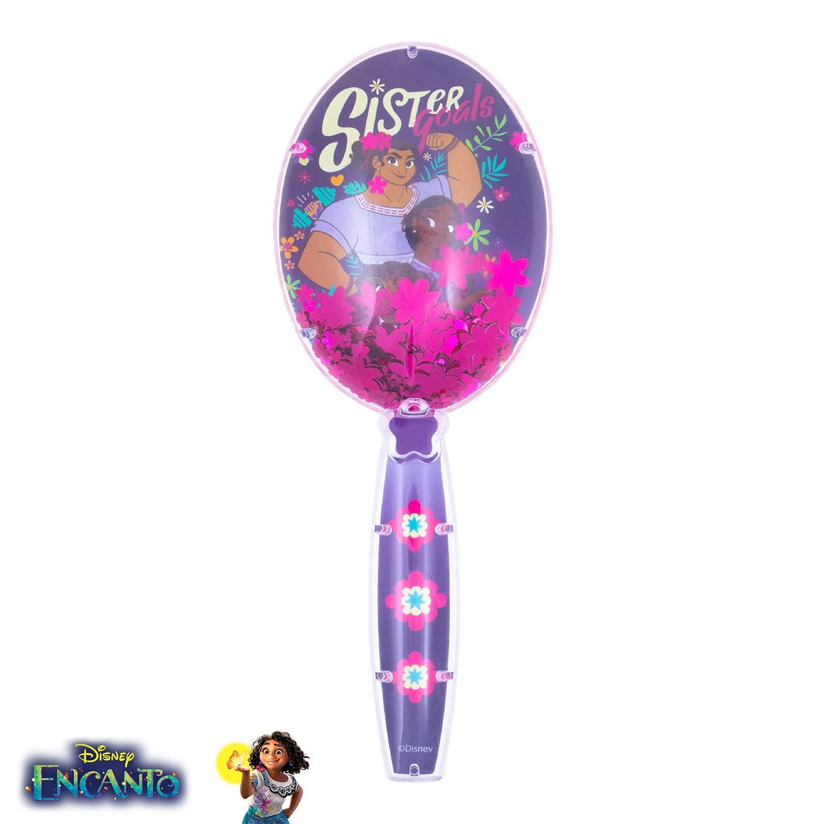 Disney Encanto Luisa Sister Goals hairbrush with purple handle and floral design, LuvHer Shop
