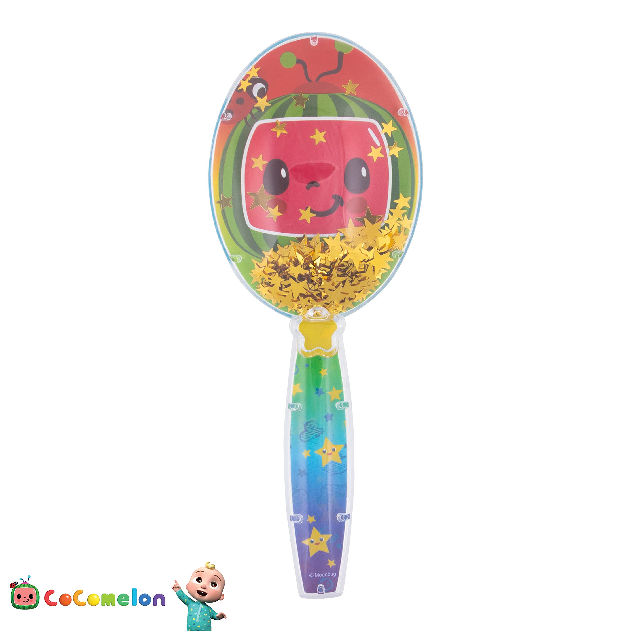 CoComelon Hair Brush with Magical Sparkling Stars Confetti Hair Brush, Green - Kids Hair Brush Ages 3+ - LuvHer Shop