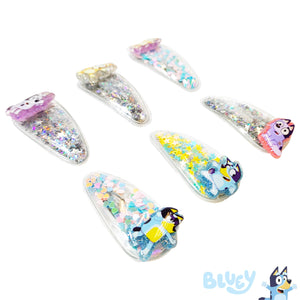 LUV HER Bluey Hair Accessories For Girls, 6pc Cute Hair Clips with Favorite Bluey Character Charms, Magical Confetti Hair Clips, Ages 3+ - LuvHer Shop