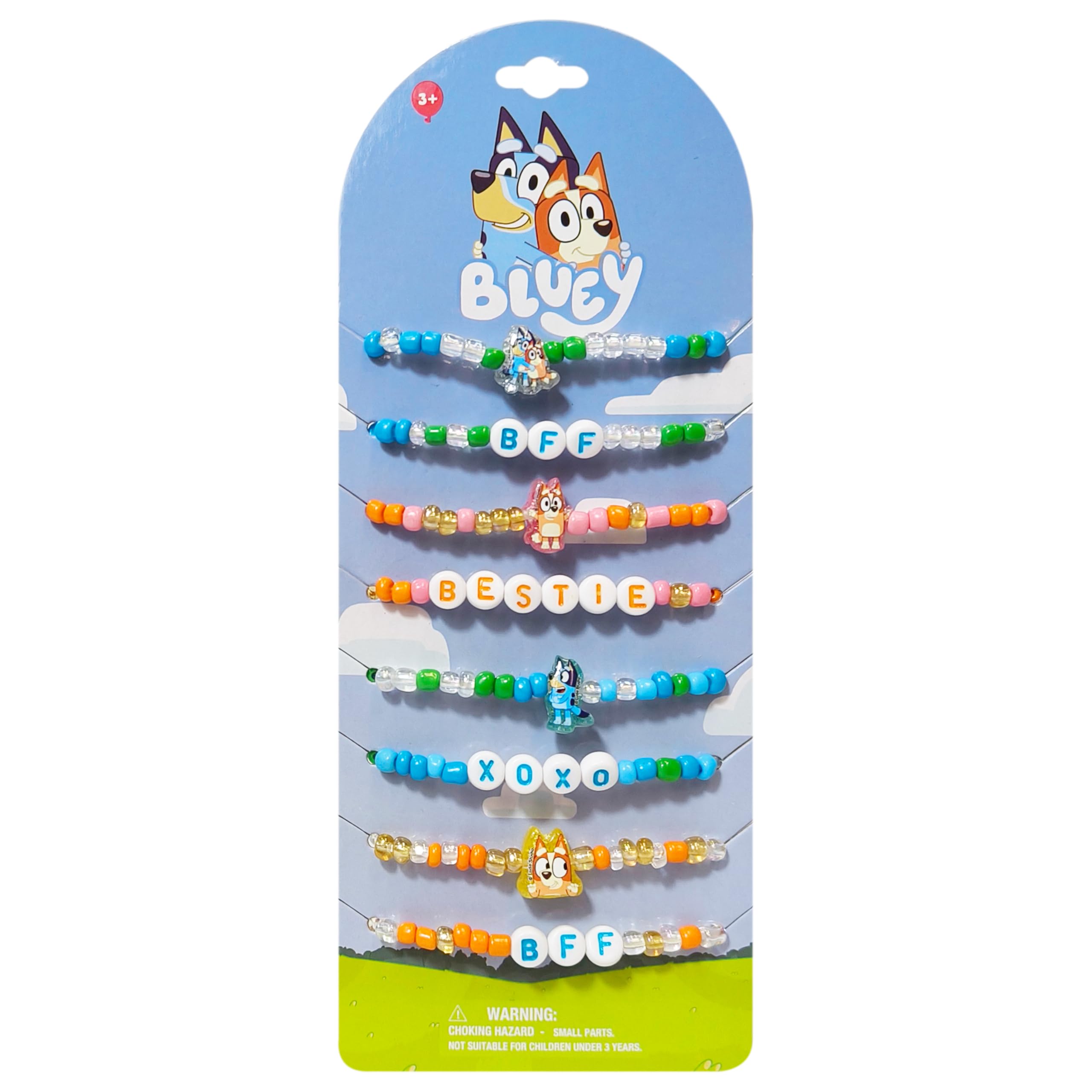 LUV HER Bluey Beaded Friendship Bracelet Set for Girls – 8-Pack Bestie & BFF Stretch Bracelets – Cute Jewelry Accessories for Kids Ages 3+