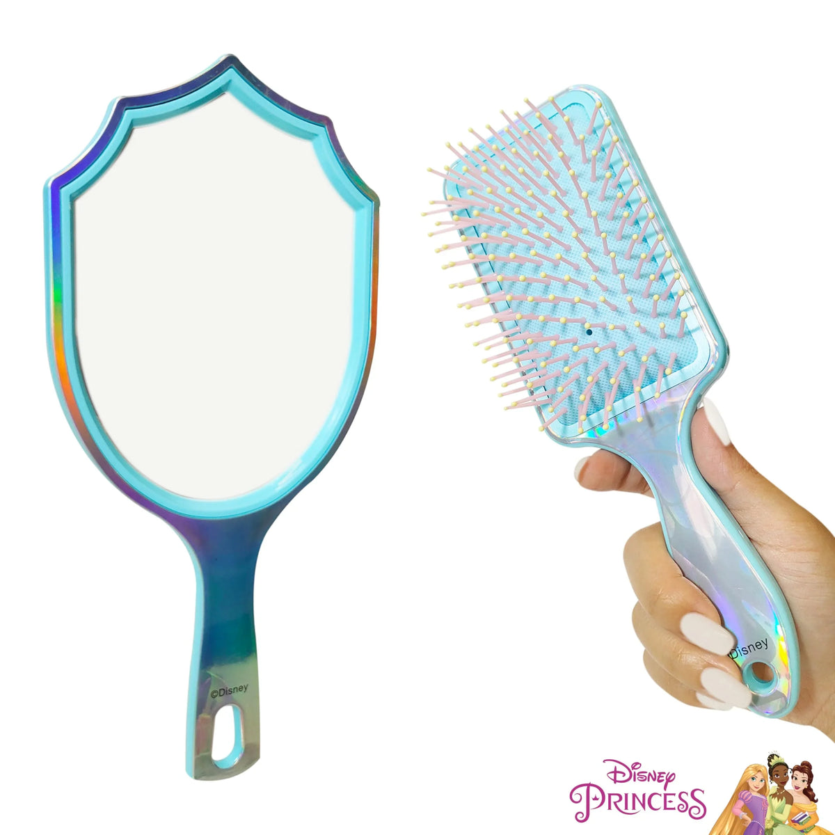 Disney Princess iridescent hairbrush and hand mirror set for girls, LuvHer Shop