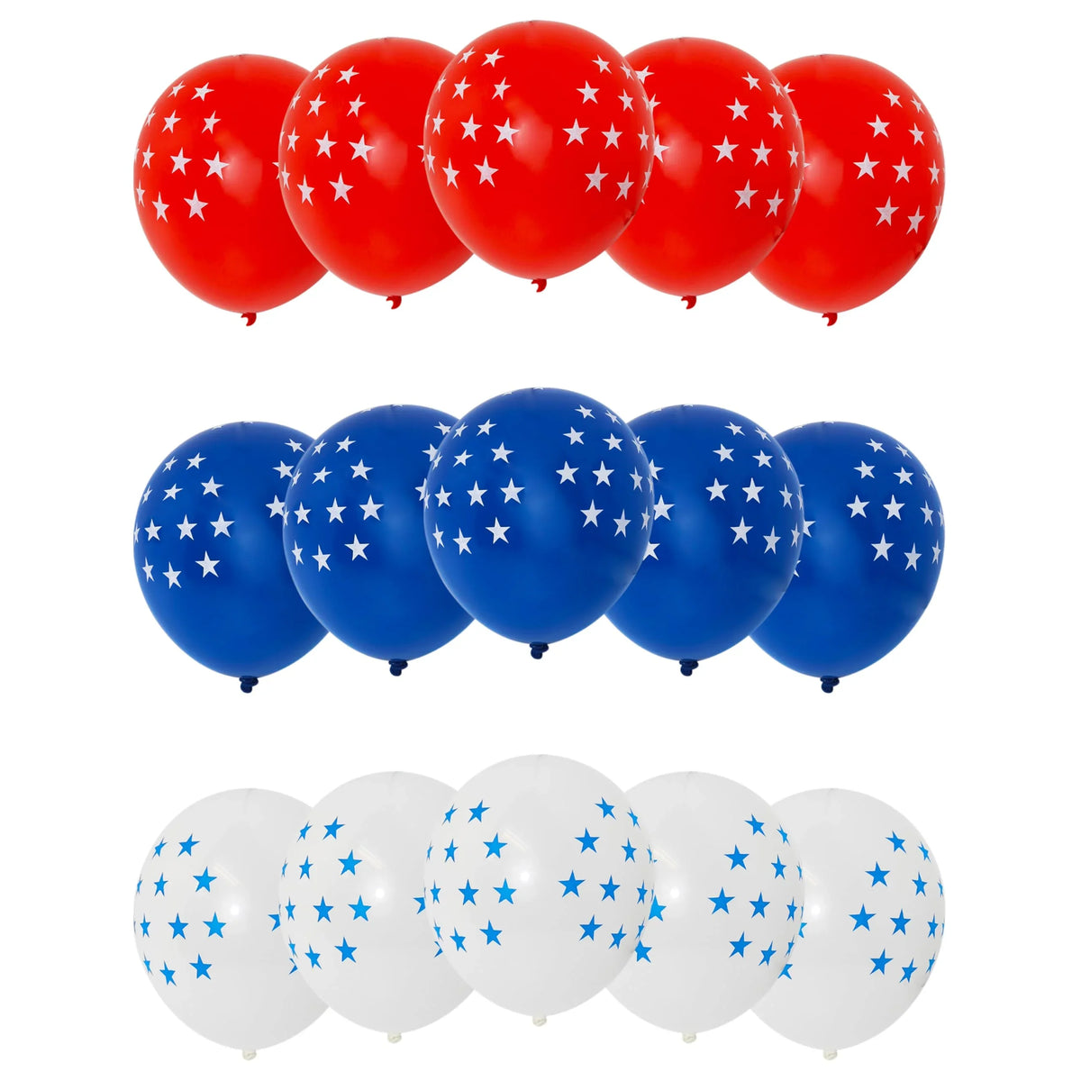 Patriotic Stars Balloons set with red, blue, and white balloons featuring star patterns
