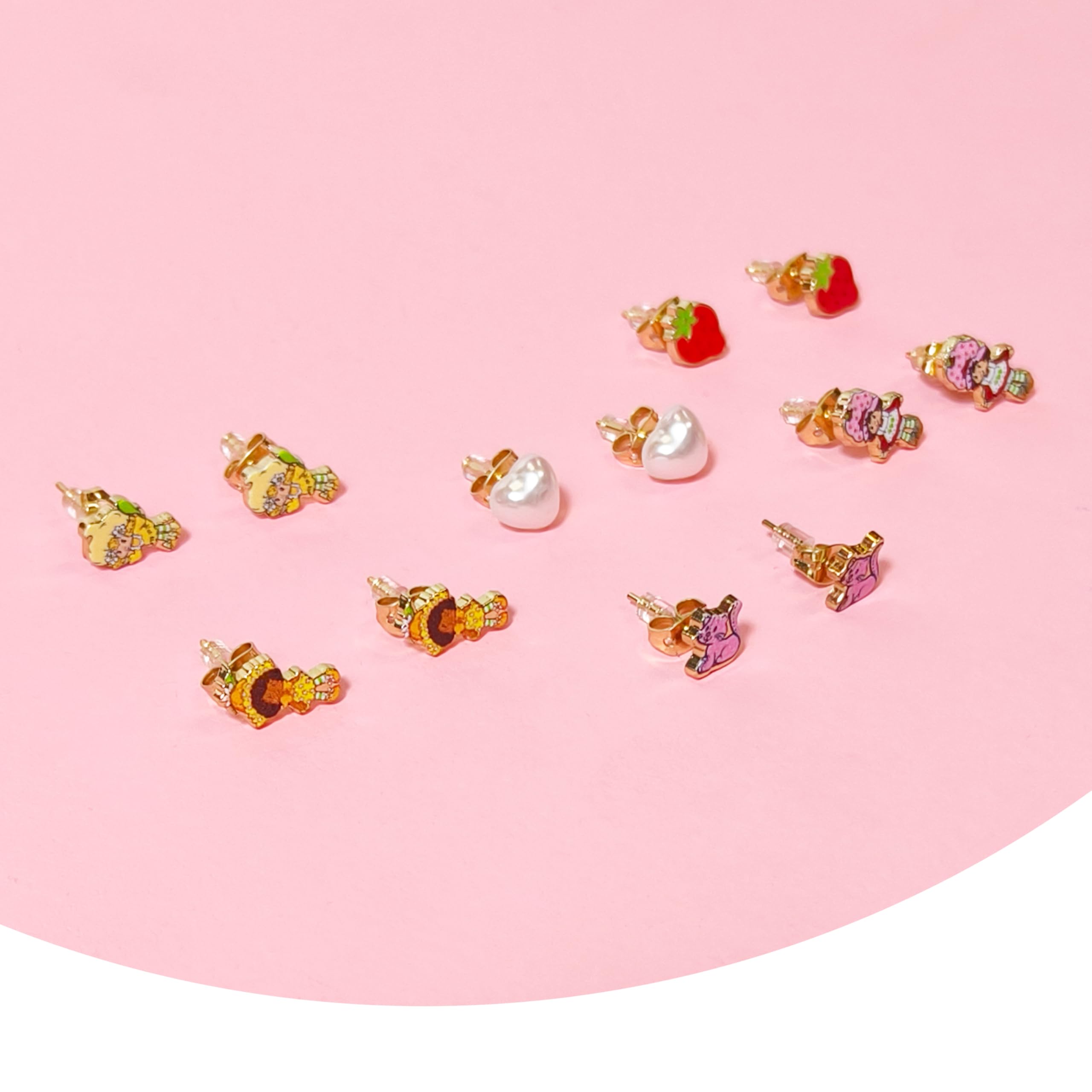 LUV HER Jewelry: 6 Pair of The World of Strawberry Shortcake Hypoallergenic Earrings for Girls 4 Stud Earrings One Size Fits All Birthday Gifts For Girls Accessories for Girls Ages 4+ - LuvHer Shop