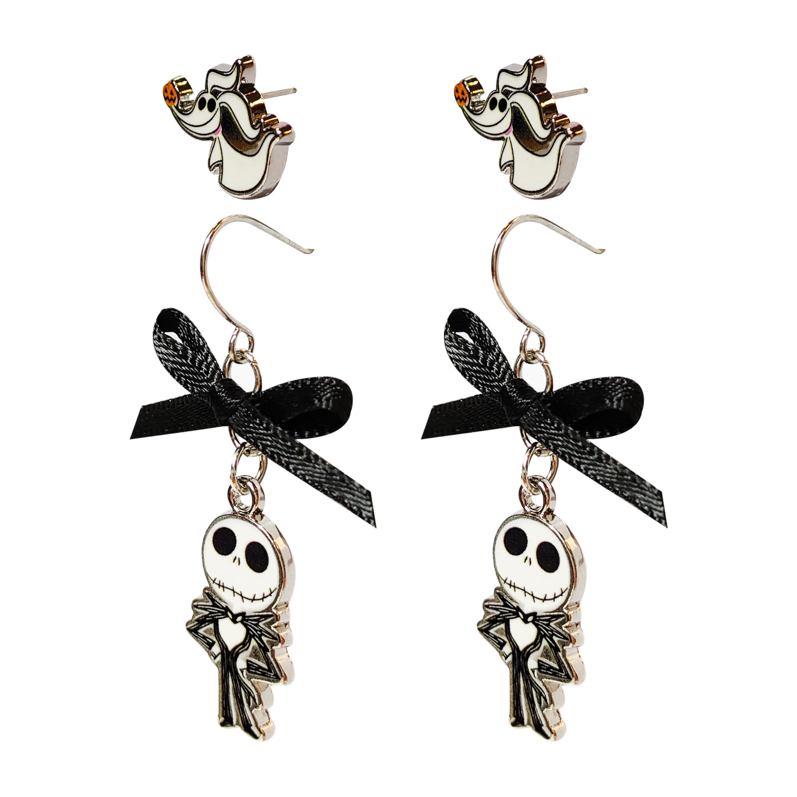 Jack Skellington Gothic Jewelry: 2 Hypoallergenic Earrings for Girls (1 Stud Earrings 1 Fishhook Drop) Earring Sets with Charms One Size Fits All Girls Earrings The Nightmare Before Christmas Ages 4+ - LuvHer Shop