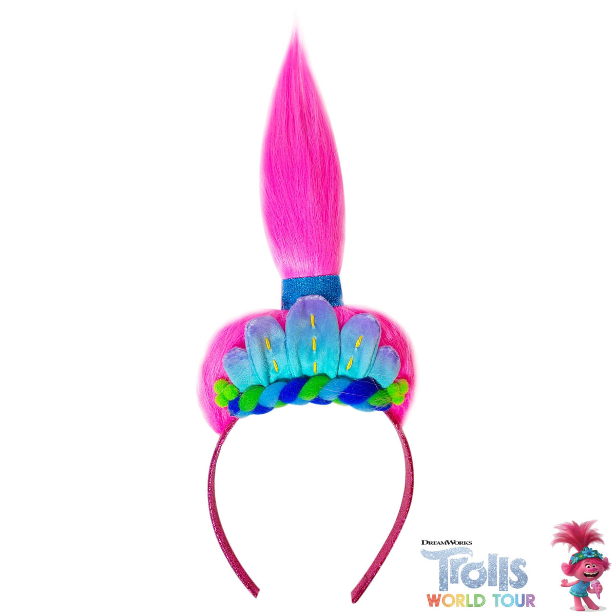 Trolls World Tour Headband with Pink Character Wig