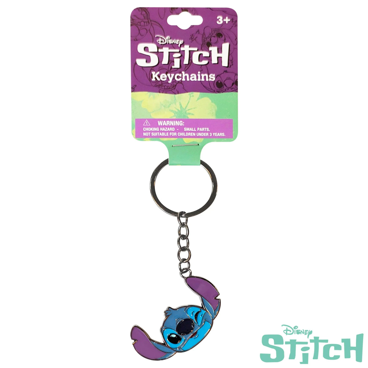 Disney Stitch Keychain featuring cute blue Stitch face charm, officially licensed girls' accessory