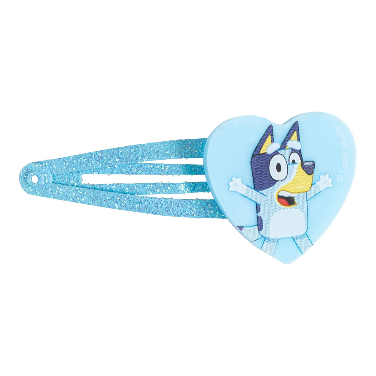 Bluey heart-shaped glitter hair clip for girls, licensed accessory from LuvHer Shop