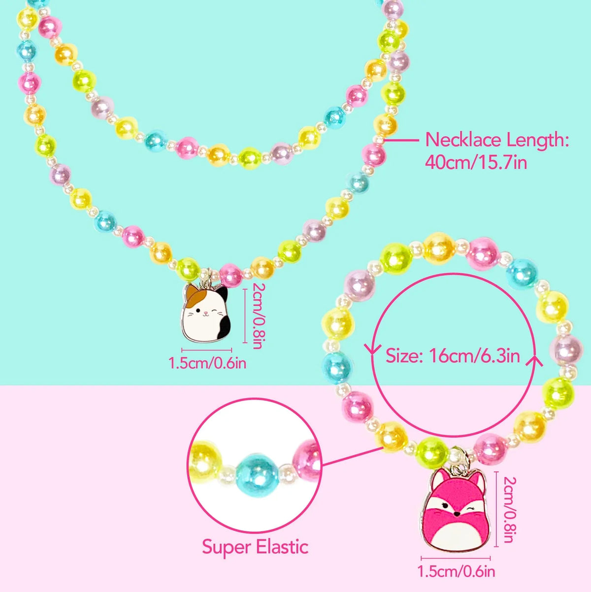 Squishmallow Cute Hair Accessory and Jewelry Set