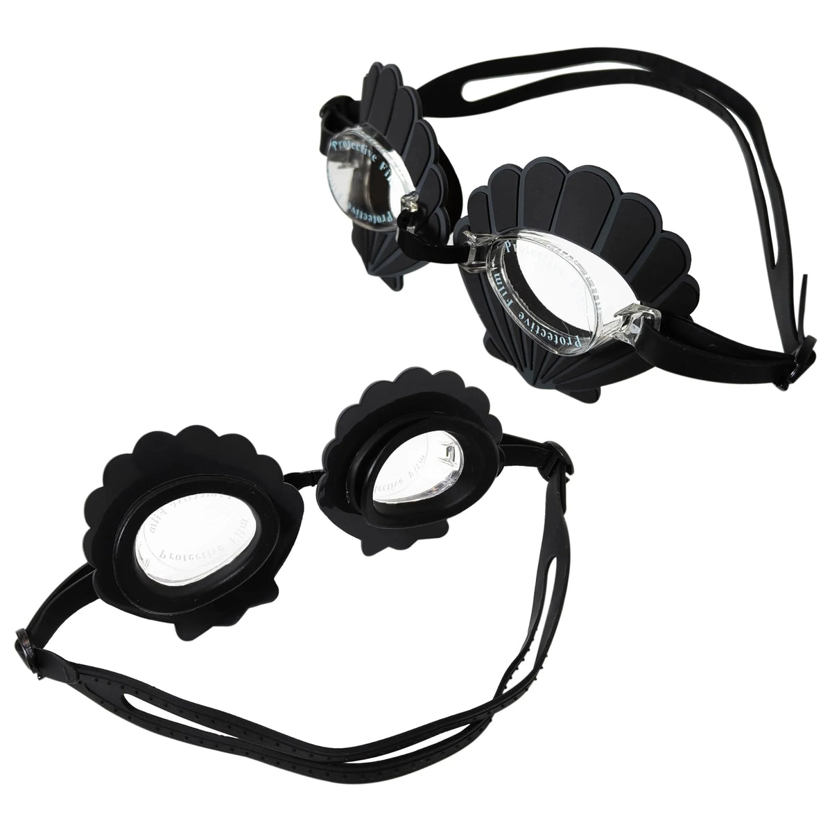 Black shell-shaped swim goggles for girls, LuvHer Shop accessories