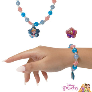 LUV HER Disney Princesses Cinderella Girls Jewelry Set - Dress up 3 Piece Toy Jewelry Box Set with Bead Necklace, Bracelet and Ring - Play Accessories - Ages 3+ - LuvHer Shop