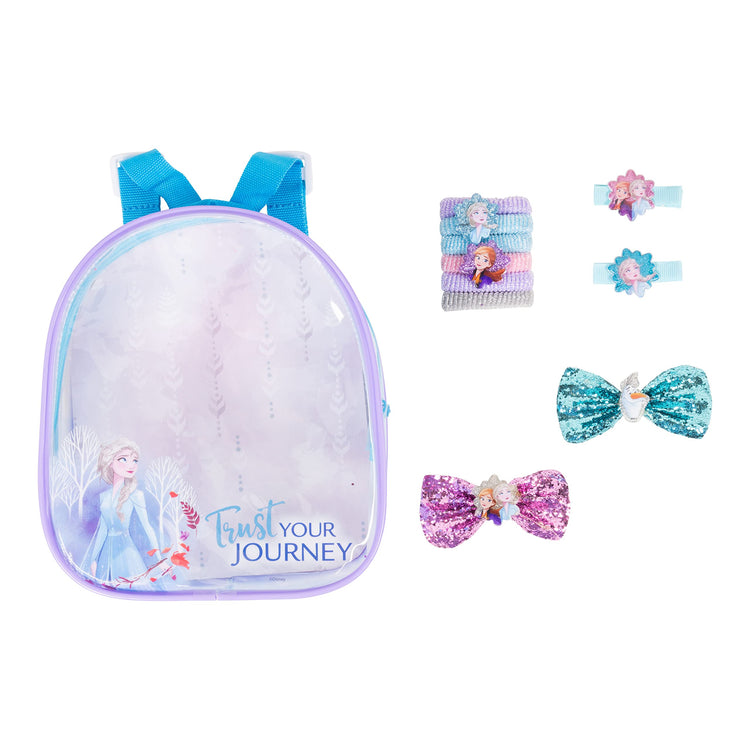 LUV HER Kid's Frozen Fashionista's BackPack - Elsa & Anna Accessories Set For Girls - Princess Elsa Sets - Bow's with Alligator Clips, Hair Ties, Backpack Ages 3+ - LuvHer Shop