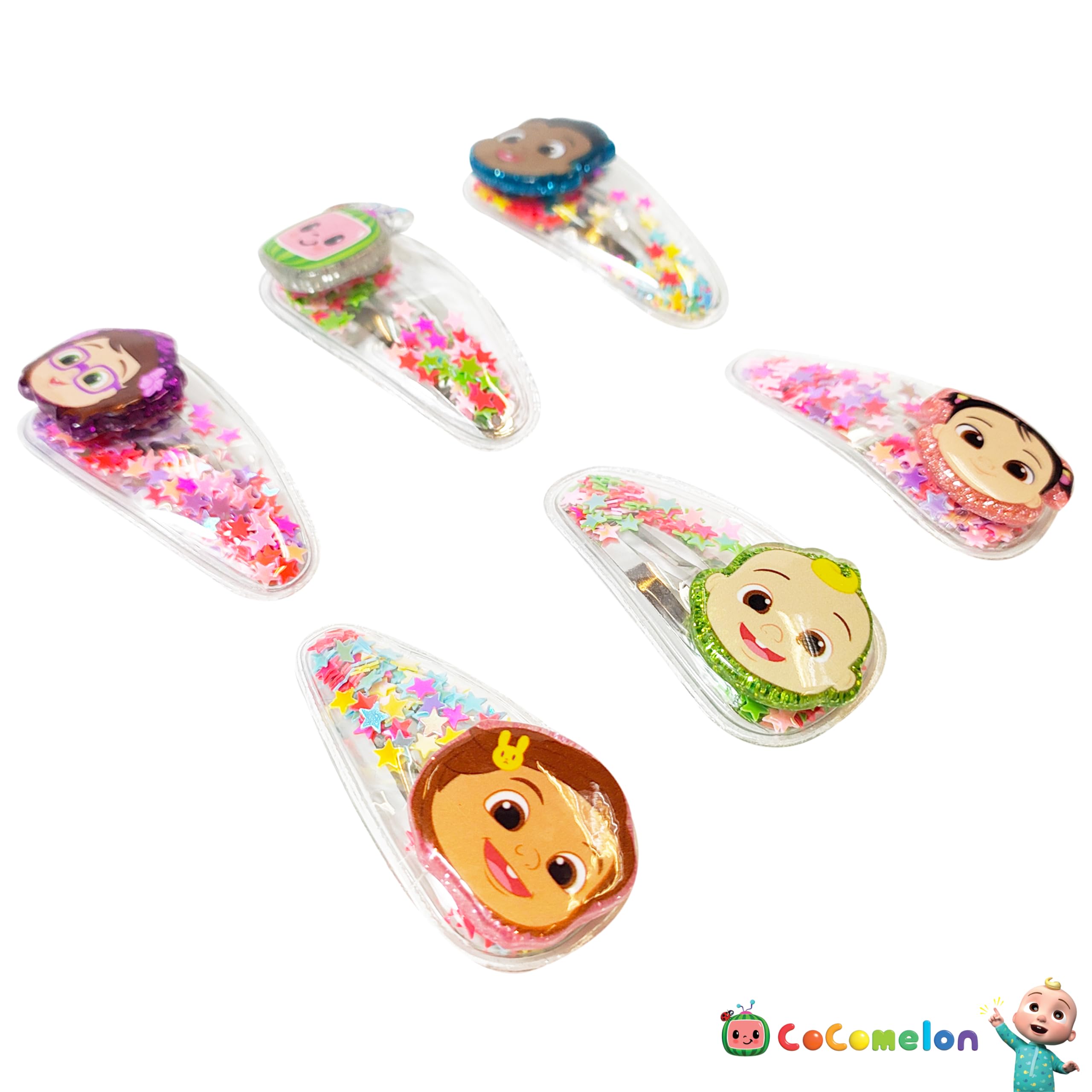 LUV HER Cocomelon Hair Clips For Girls, 6pc Magical Confetti Hair Clips with Favorite Cocomelon Character Charms, Ages 3+ - LuvHer Shop