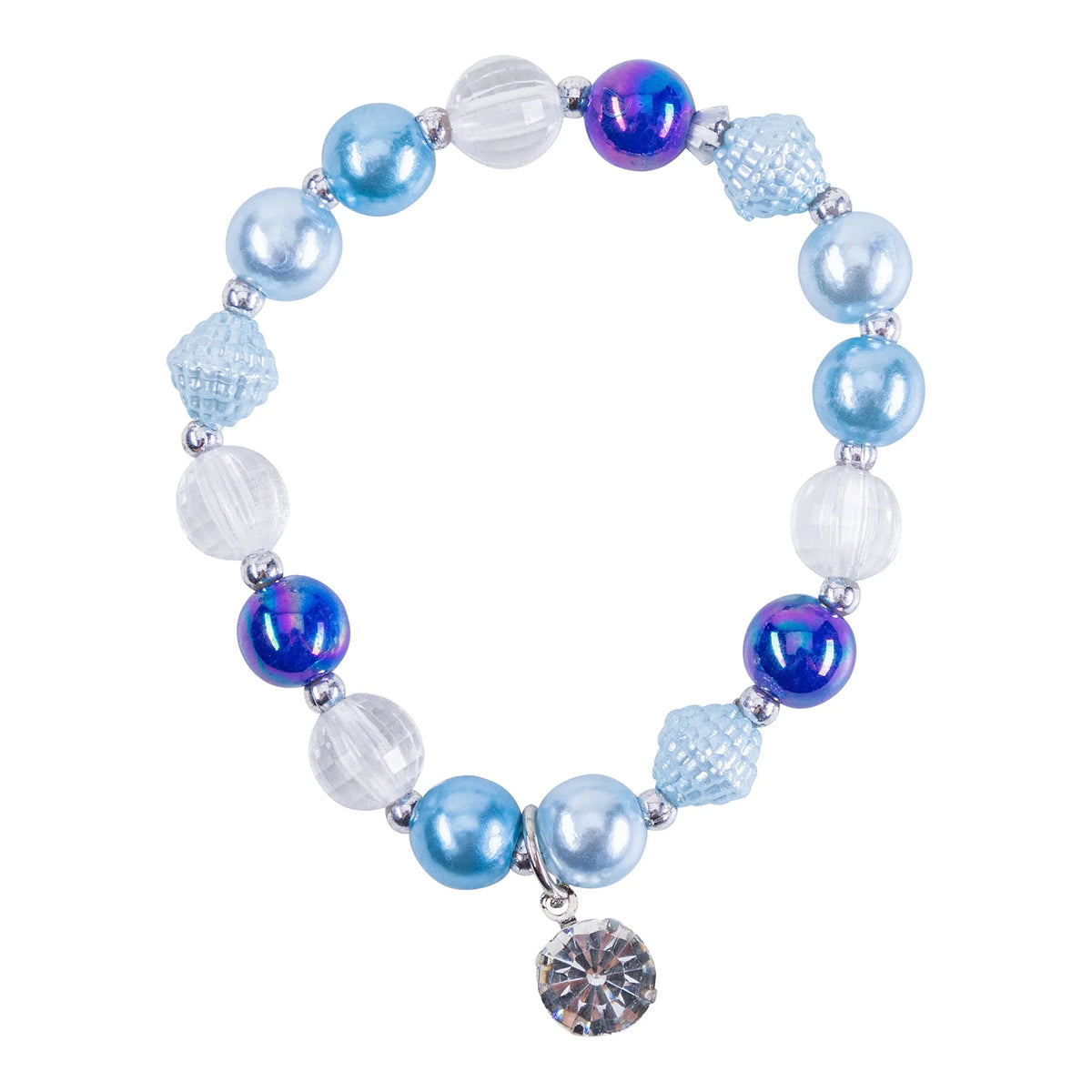Frozen Girls' Beaded Bracelet with blue, white, and purple beads and a sparkly charm, LuvHer Shop