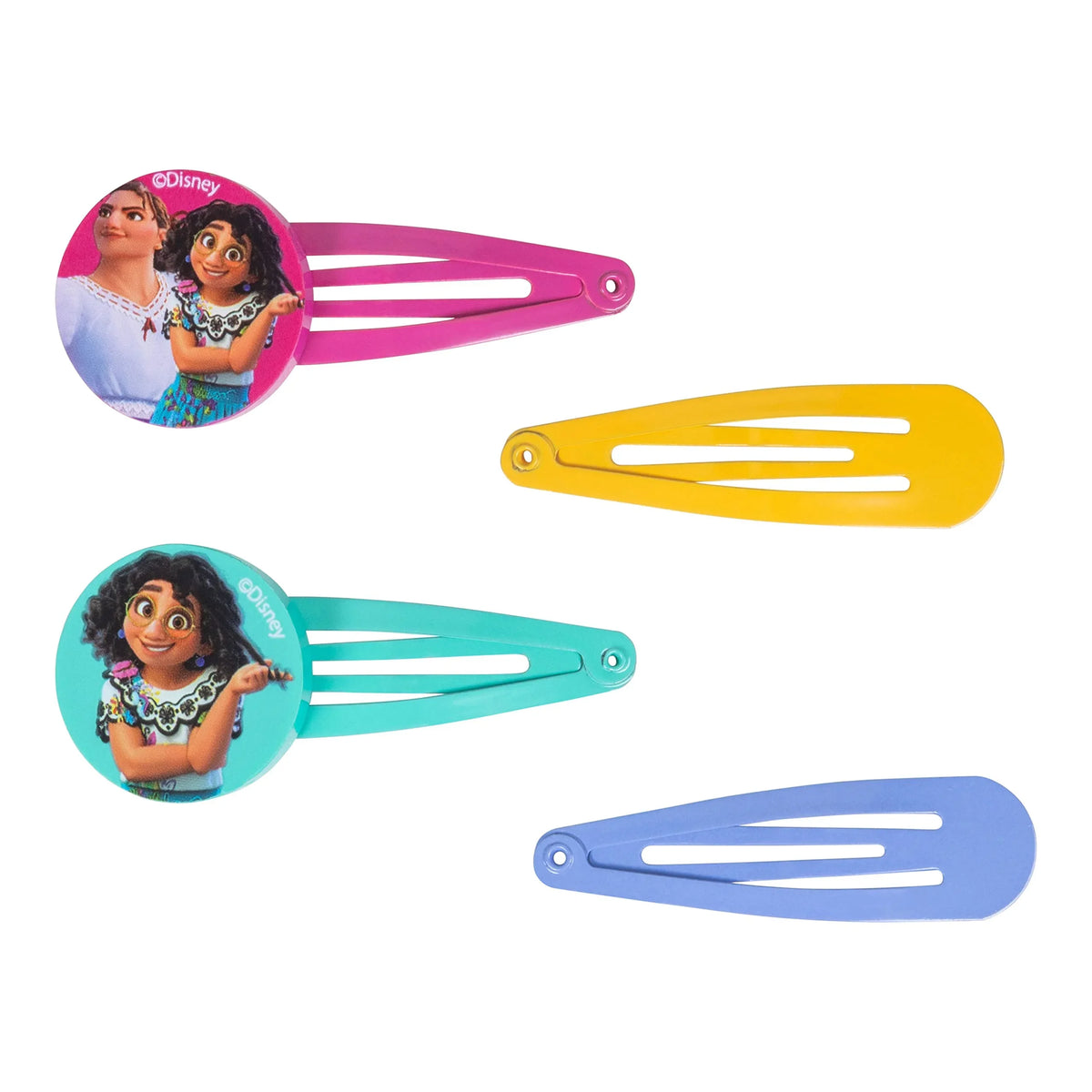 Disney Encanto Girls Hair Clips Set, featuring Mirabel and Luisa, colorful snap barrettes