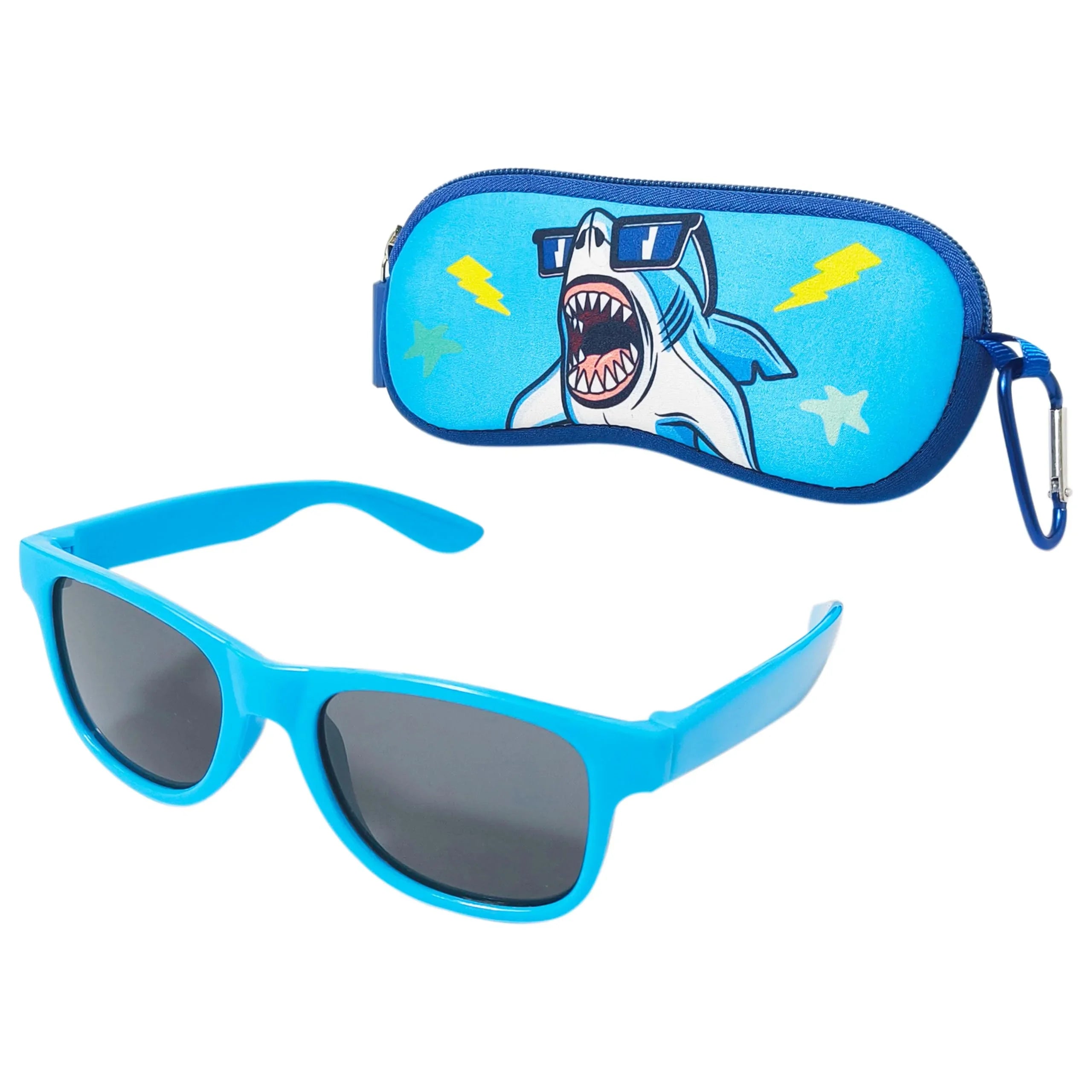Kids Shark Sunglasses & Case Set – UV Protection – Fun Ocean...