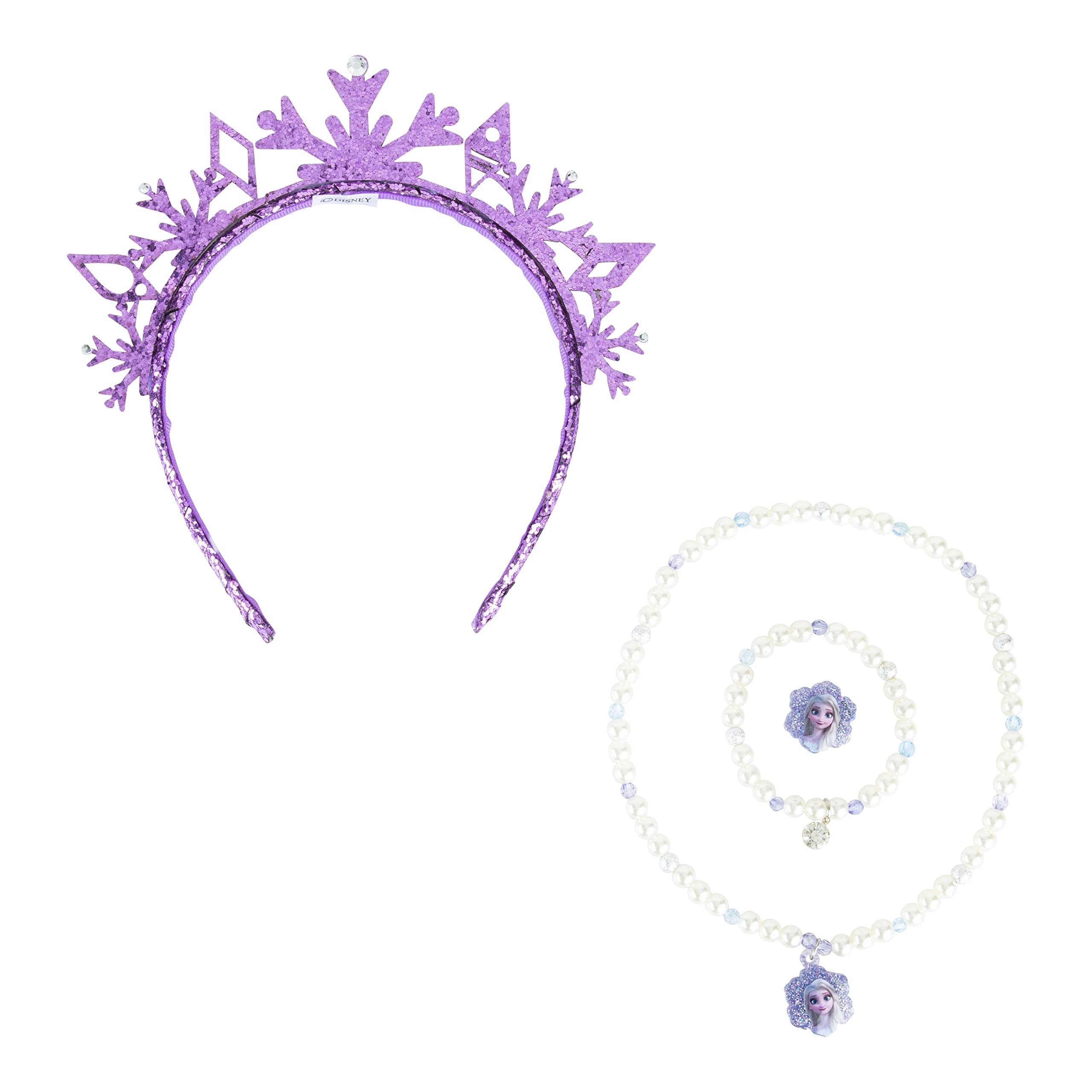 LUV HER Frozen Princess Dress Up Accessory Set - 4 Pcs Jewelry Set - Purple Tiara, Pear Bracelet, Elsa Necklace, Elsa Ring - Giftable Box - Birthday & Holiday Gifts For Girls - Ages 3+ - LuvHer Shop