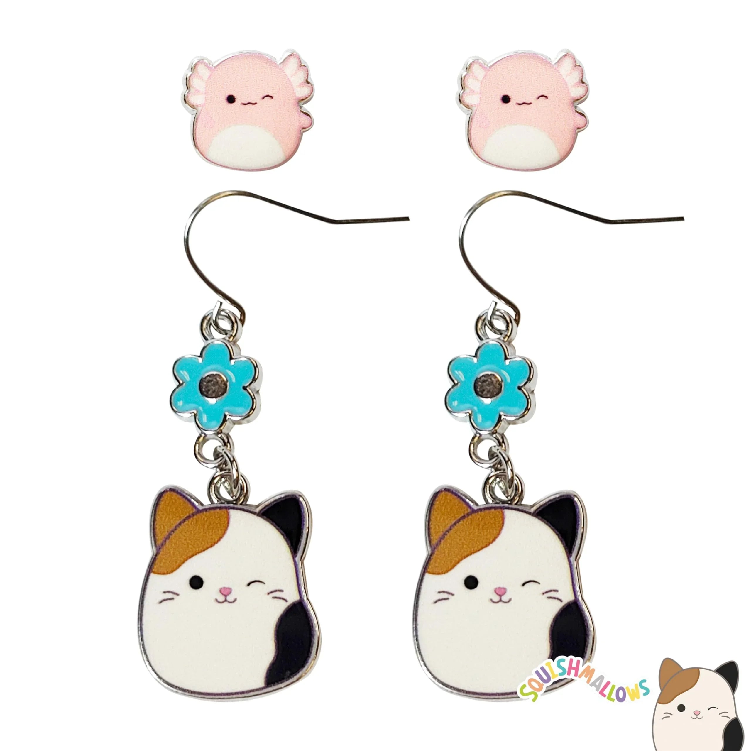 Squishmallows Hypoallergenic Earrings for Girls 1 Pink Stud...