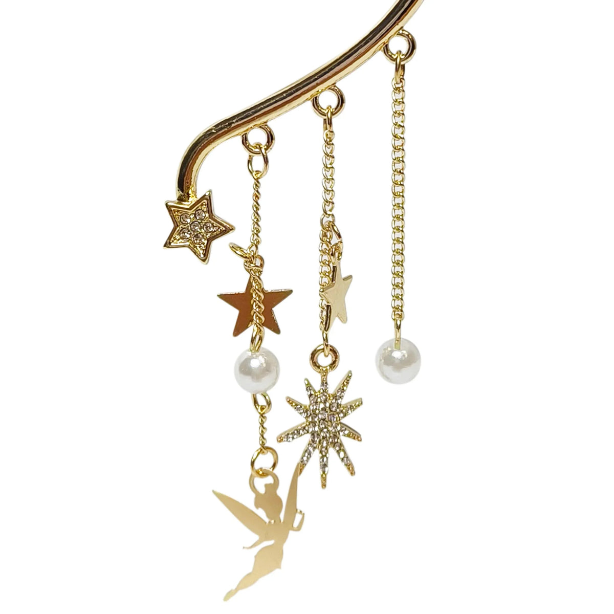 Disney Tinker Bell Ear Cuff gold earring with stars, pearls, and fairy charms from LuvHer Shop