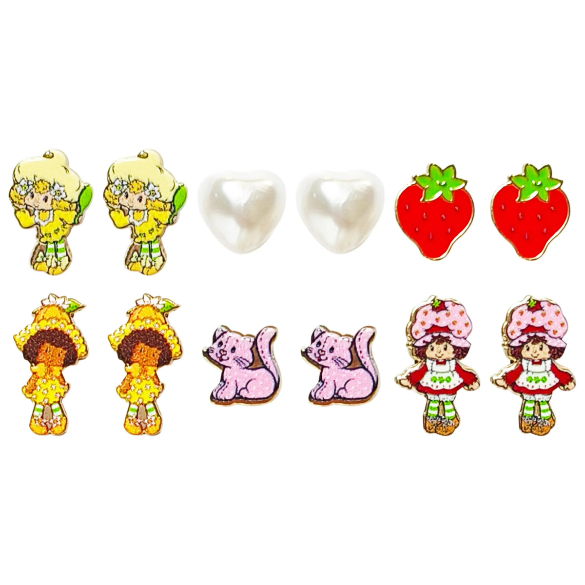 Strawberry Shortcake Hypoallergenic Earrings - 6 Earring Set