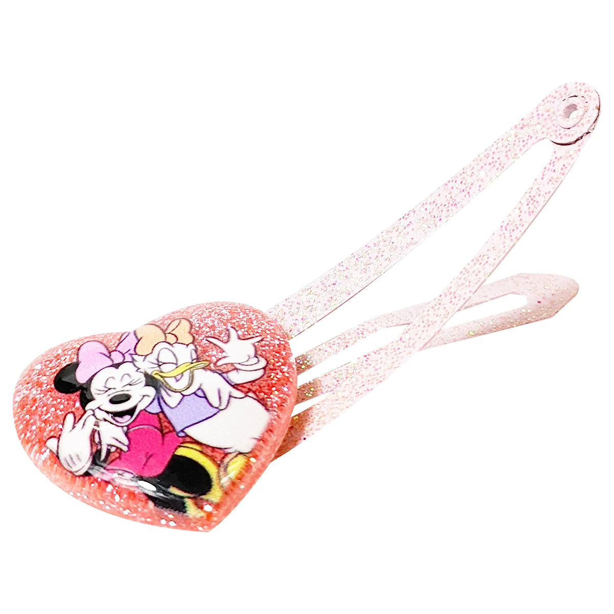 Disney Minnie Mouse and Daisy Duck heart hair clip, pink glitter girls accessory from LuvHer Shop