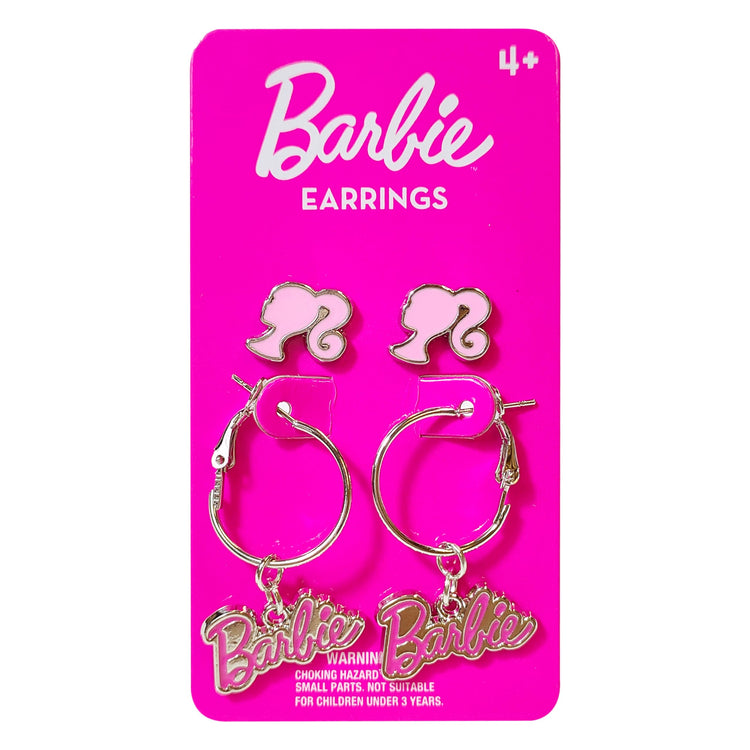 Barbie Hypoallergenic Earrings for Girls 1 Hot Pink Barbie Earrings Stud Earrings 1 Barbie Fishhook Drop Earring Sets with Charms One Size Fits All Girls Earrings Barbie Accessories for Girls Ages 4+ - LuvHer Shop