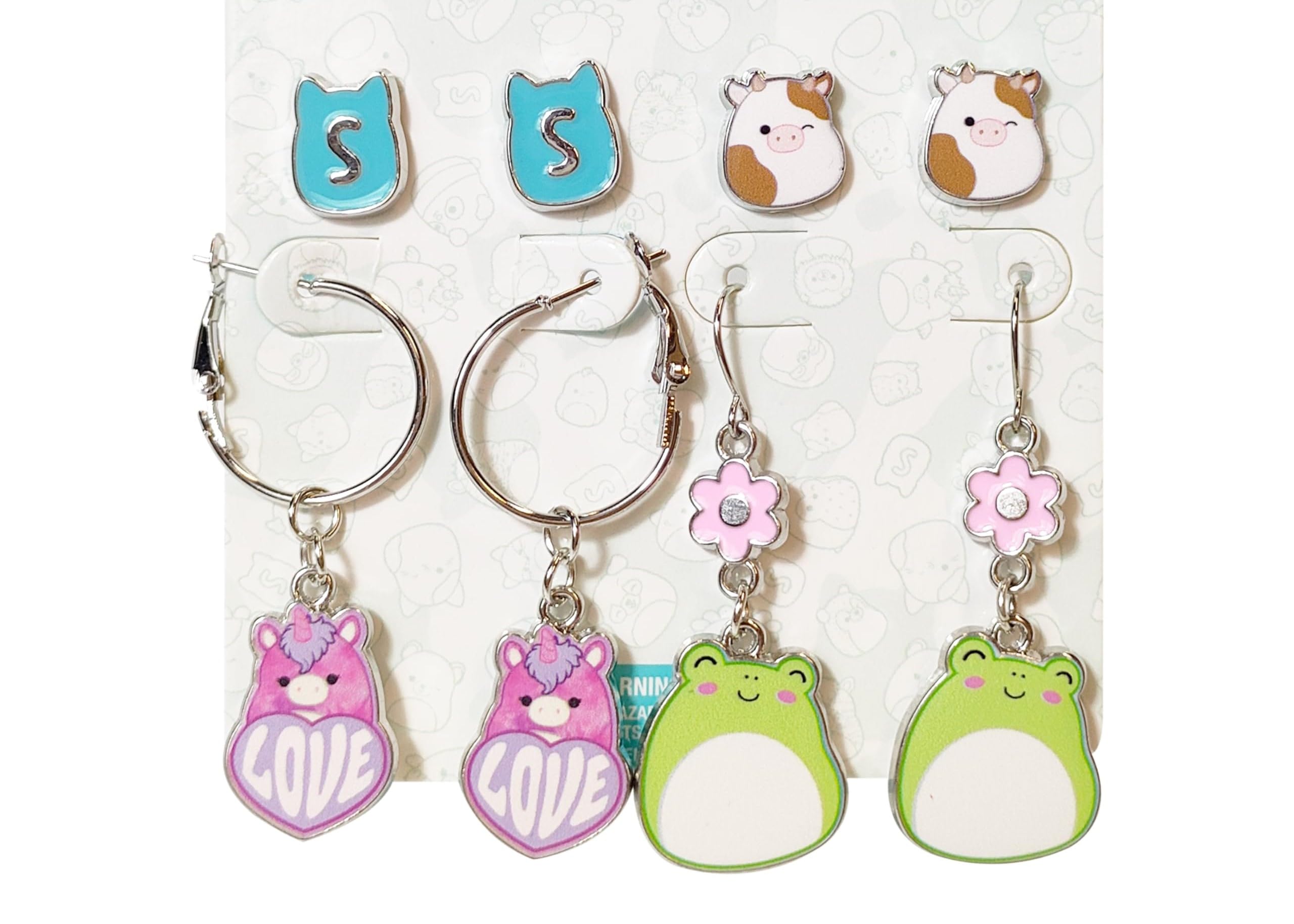 Squishmallow Hypoallergenic Earrings for Girls 2 Squish Stud Earrings 2 Squish Fishhook Drop Earring Sets with Charms One Size Fits All Squishmallow Jewelry Girls Earring Accessories for Girls Ages 4+ - LuvHer Shop