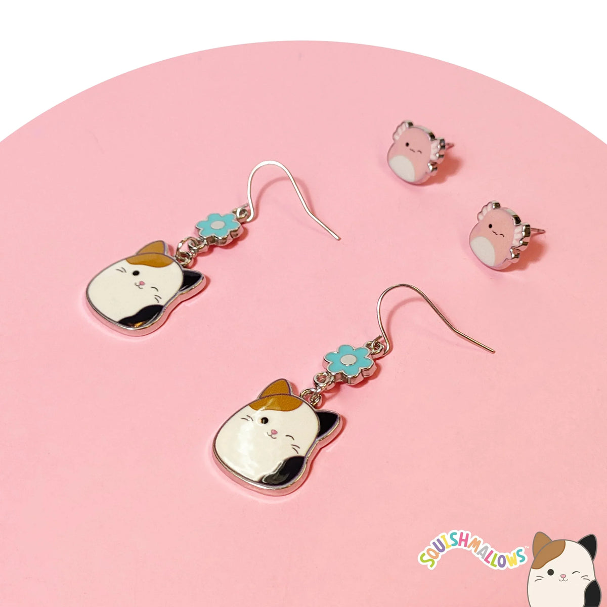Squishmallows Hypoallergenic Earrings for Girls 1 Pink Stud...