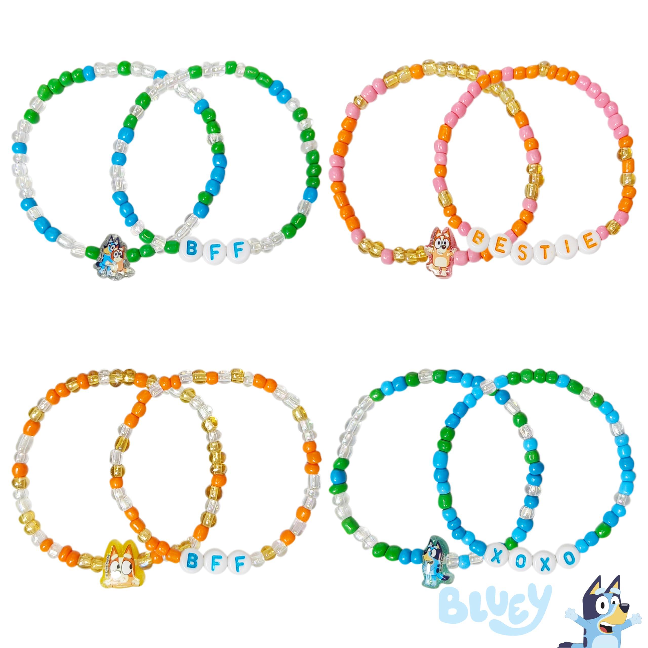Bluey Beaded Friendship Bracelet Set for Girls – 8 pc. Set