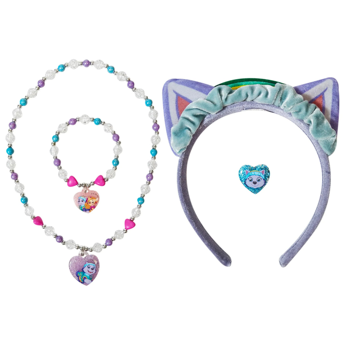 Bluey Girls Jewelry and Cat Ear Headband Set with Frozen charms, colorful beads, and sticker