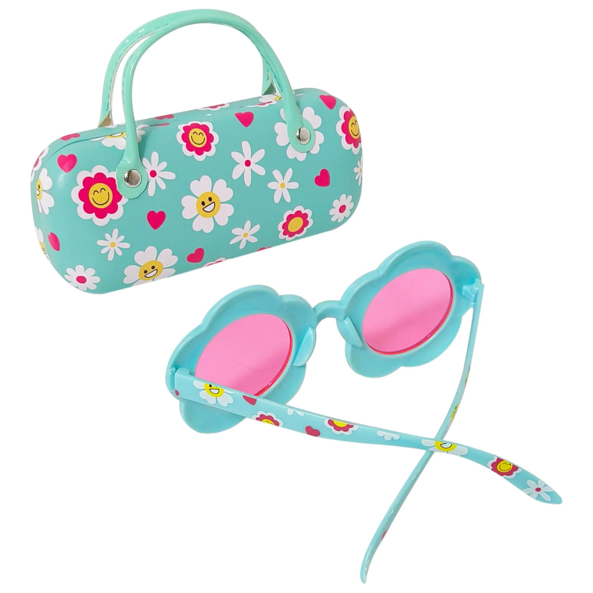 LuvHer Shop girls' flower sunglasses with pink lenses and matching floral carrying case
