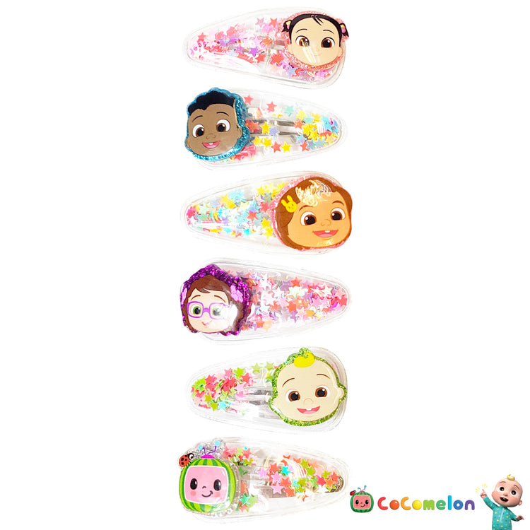 LUV HER Cocomelon Hair Clips For Girls, 6pc Magical Confetti Hair Clips with Favorite Cocomelon Character Charms, Ages 3+ - LuvHer Shop